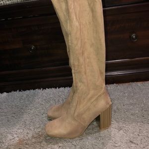Nude suede boots